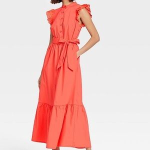 Ruffle Short Sleeve A-Line Dress Who What Wear